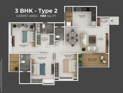 Image of 1100 Sq.ft 2 BHK Apartment / Flat for sale in Wakad, Pune for Rs. 15000000