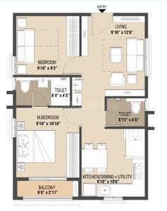 Image of 860 Sq.ft 2 BHK Apartment / Flat for sale in Nebula Aavaas, Bachupally, Hyderabad for Rs. 6200000