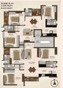 Image of 1310 Sq.ft 3 BHK Apartment / Flat for sale in Nanganallur, Chennai for Rs. 16387000