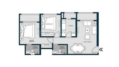 Floor Plan Image of 1050 Sq.ft 2 BHK Apartment / Flat for sale in MICL Aaradhya Highpark Project 1 Of Phase I, Mira Road East Mira Bhayandar for Rs. 12500000