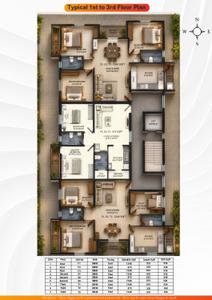 Floor Plan Image of 1348 Sq.ft 3 BHK Apartment / Flat for sale in Tambaram Chennai for Rs. 10984000