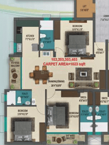 Image of 1660 Sq.ft 3 BHK Apartment / Flat for sale in Hanspal, Bhubaneswar for Rs. 8958000