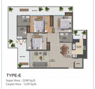 Image of 2238 Sq.ft 3 BHK Apartment / Flat for sale in GMS Road, Dehradun for Rs. 17200000
