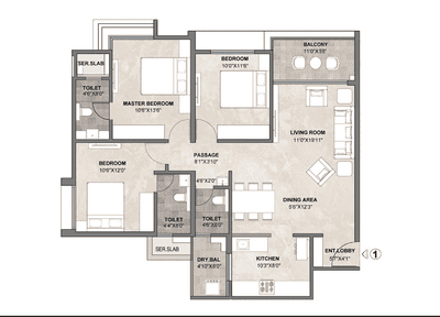 Image of 1414 Sq.ft 3 BHK Apartment / Flat for sale in Siddhashila Treasure Troves, Wakad, Pune for Rs. 12500000
