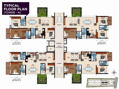 Floor Plan Image of 1880 Sq.ft 3 BHK Apartment / Flat for sale in RG Orchids Gardenia, Nagavara Bengaluru for Rs. 25066040