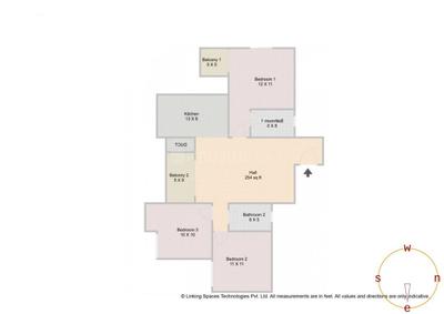 Image of 1334 Sq.ft 3 BHK Apartment / Flat for sale in Samethanahalli, Bengaluru for Rs. 17200000