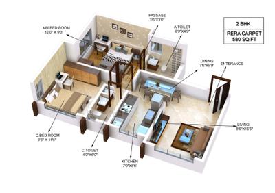 Image of 690 Sq.ft 2 BHK Apartment / Flat for sale in Gurukrupa Ugam, Ghatkopar East, Mumbai for Rs. 14000000