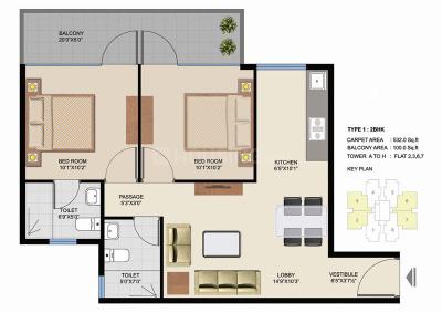 Image of 632 Sq.ft 2 BHK Apartment / Flat for sale in Suncity Avenue 102, Sector 102, Gurgaon for Rs. 10000000