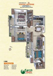 Image of 1374 Sq.ft 3 BHK Apartment / Flat for sale in Mahalakshmi Apartment, Naini, Allahabad for Rs. 7273720