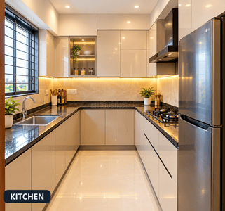Kitchen Image of 1520 Sq.ft 2 BHK Apartment / Flat for sale in Om Shri Vrinda Orchids, Sunrakh Bangar Vrindavan for Rs. 11400000