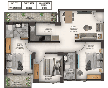 Image of 850 Sq.ft 3 BHK Apartment / Flat for sale in Advitya Homes, Sector 143, Faridabad for Rs. 5500000