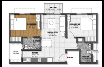 Image of 900 Sq.ft 2 BHK Apartment / Flat for sale in Brigade El Dorado, Gummanahalli, Bengaluru for Rs. 10000000