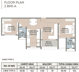 Image of 971 Sq.ft 2 BHK Apartment / Flat for sale in Parshwa Greens, Moshi, Pune for Rs. 4800000