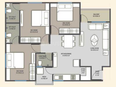Image of 915 Sq.ft 3 BHK Apartment / Flat for sale in Akshar Pride, Atladara, Vadodara for Rs. 4200000