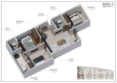 Image of 1050 Sq.ft 2 BHK Apartment / Flat for sale in Vihaan Altair Residency, Noida Extension, Greater Noida for Rs. 4799999