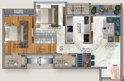Image of 850 Sq.ft 2 BHK Apartment / Flat for sale in Kandivali West, Mumbai for Rs. 12600000
