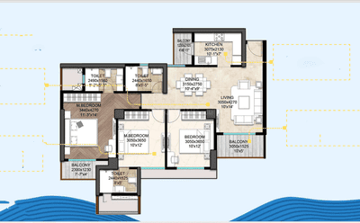 Image of 1665 Sq.ft 3 BHK Apartment / Flat for sale in Patapur, Cuttack for Rs. 9400000