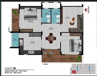 Image of 1232 Sq.ft 2 BHK Apartment / Flat for sale in Vijay Nagar, Indore for Rs. 5500000
