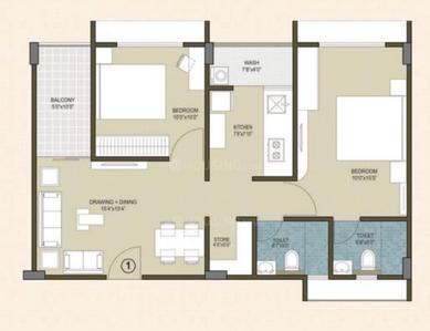 Image of 1210 Sq.ft 2 BHK Apartment / Flat for sale in Deep Indraprasth Homes, Vejalpur, Ahmedabad for Rs. 8200000
