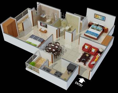Floor Plan Image of 1044 Sq.ft 2 BHK Apartment / Flat for sale in Godrej Nurture Tower 3, Bhandup West Mumbai for Rs. 16400000