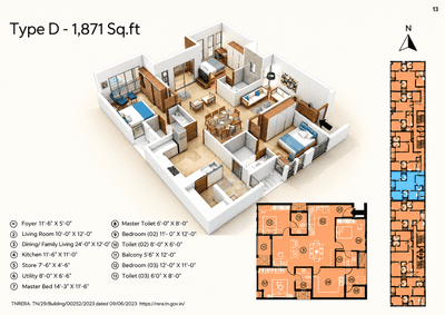 Image of 1808 Sq.ft 3 BHK Apartment / Flat for sale in Anna Nagar West, Chennai for Rs. 40000000