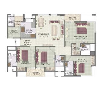 Image of 1700 Sq.ft 4 BHK Apartment / Flat for sale in Jaypee Kensington Boulevard, Sector 131, Noida for Rs. 15000000