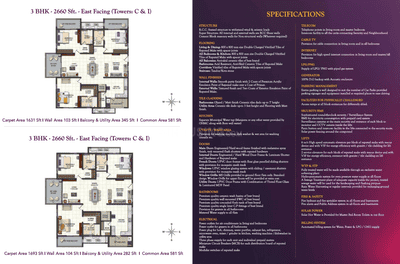 Image of 1715 Sq.ft 3 BHK Apartment / Flat for sale in Rajapushpa Provincia, Narsingi, Hyderabad for Rs. 18865000