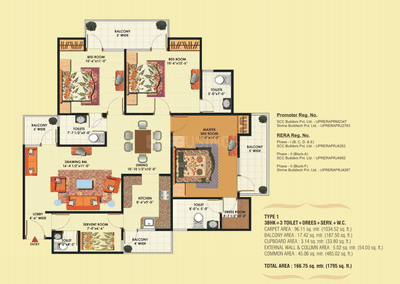 Image of 880 Sq.ft 2 BHK Apartment / Flat for sale in SVP Gulmohar Garden Phase 2, Raj Nagar Extension, Ghaziabad for Rs. 6999000