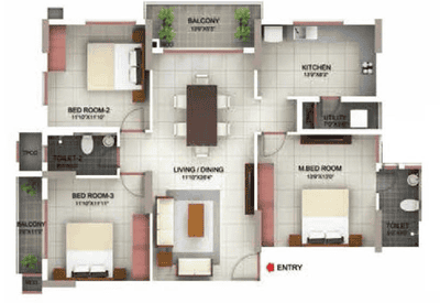 Image of 1518 Sq.ft 3 BHK Apartment / Flat for sale in Incor Pbel City, Ramalingapuram, Chennai for Rs. 8500000
