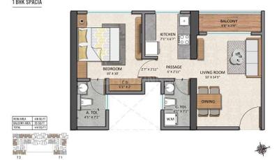 Image of 950 Sq.ft 2 BHK Apartment / Flat for sale in Ashar Pulse, Thane West, Thane for Rs. 11000000
