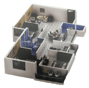 Floor Plan Image of 1032 Sq.ft 3 BHK Apartment / Flat for sale in Park View Tower, Industrial Area Durgapur for Rs. 3694000