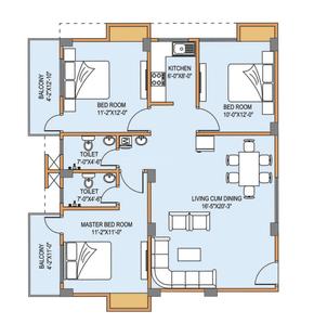 Image of 1309 Sq.ft 3 BHK Apartment / Flat for sale in Meera residency, Lalmati, Guwahati for Rs. 6806800