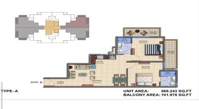 Image of 670 Sq.ft 2 BHK Apartment / Flat for sale in Signature Global The Roselia, Sector 95A, Gurgaon for Rs. 6850000