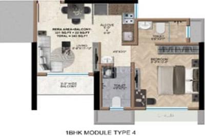 Floor Plan Image of 1400 Sq.ft 3 BHK Apartment / Flat for sale in Motwani Anantam, Jharapada Bhubaneswar for Rs. 15400000