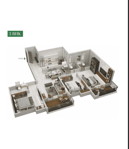 Floor Plan Image of 1173 Sq.ft 2 BHK Apartment / Flat for sale in Nyati Emerald, Baner Pune for Rs. 11000000