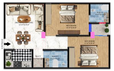 Image of 814 Sq.ft 2 BHK Apartment / Flat for sale in Gomti Nagar, Lucknow for Rs. 5599000