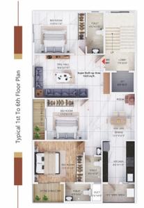 Image of 1620 Sq.ft 3 BHK Apartment / Flat for sale in London Street, Nagpur for Rs. 12600000
