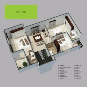Floor Plan Image of 1960 Sq.ft 4 BHK Villa for rent in Aratt Amora, Electronic City Bengaluru for Rs. 28500