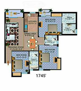 Image of 1396 Sq.ft 3 BHK Apartment / Flat for sale in Jankipuram Extension, Lucknow for Rs. 9800000