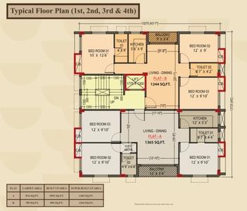Image of 1365 Sq.ft 3 BHK Apartment / Flat for sale in Dhakuria, Kolkata for Rs. 12400000