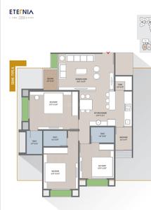 Floor Plan Image of 1750 Sq.ft 3 BHK Apartment / Flat for sale in HR Eternia, Shela Ahmedabad for Rs. 7500000