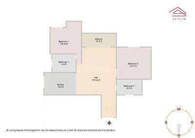 Image of 1218 Sq.ft 2 BHK Apartment / Flat for sale in Konanakunte, Bengaluru for Rs. 22700000