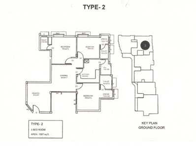 Image of 1587 Sq.ft 3 BHK Apartment / Flat for sale in Thrippunithura, Kochi for Rs. 6900000