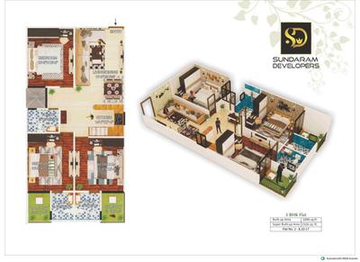 Image of 1090 Sq.ft 3 BHK Apartment / Flat for sale in Sirol, Gwalior for Rs. 7000000