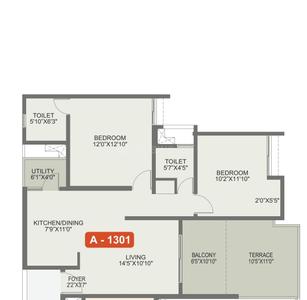 Image of 1162 Sq.ft 2 BHK Apartment / Flat for sale in Rohan Ekanta, Gunjur Village, Bengaluru for Rs. 16500000