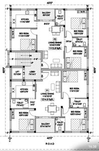 Floor Plan Image of 1113 Sq.ft 3 BHK Apartment / Flat for sale in Gerugambakkam Chennai for Rs. 7457100