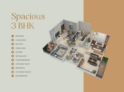Image of 1100 Sq.ft 3 BHK Apartment / Flat for sale in Avirat Panoreeva Greens, Nigdi, Pune for Rs. 8700000