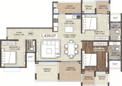 Image of 1080 Sq.ft 2 BHK Apartment / Flat for sale in Puravankara Silversands, Mundhwa, Pune for Rs. 8500000