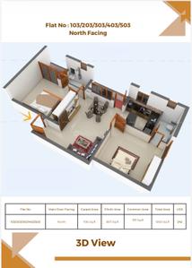 Image of 1045 Sq.ft 2 BHK Apartment / Flat for sale in Navalur, Chennai for Rs. 6100000