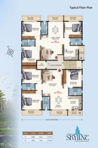 Floor Plan Image of 1755 Sq.ft 3 BHK Apartment / Flat for sale in Banaswadi Bengaluru for Rs. 21000000